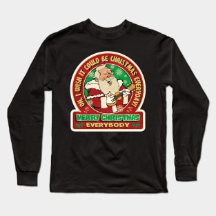 Ugly Holiday Sweater Santa Clause Ukulele Long Sleeve T-Shirt